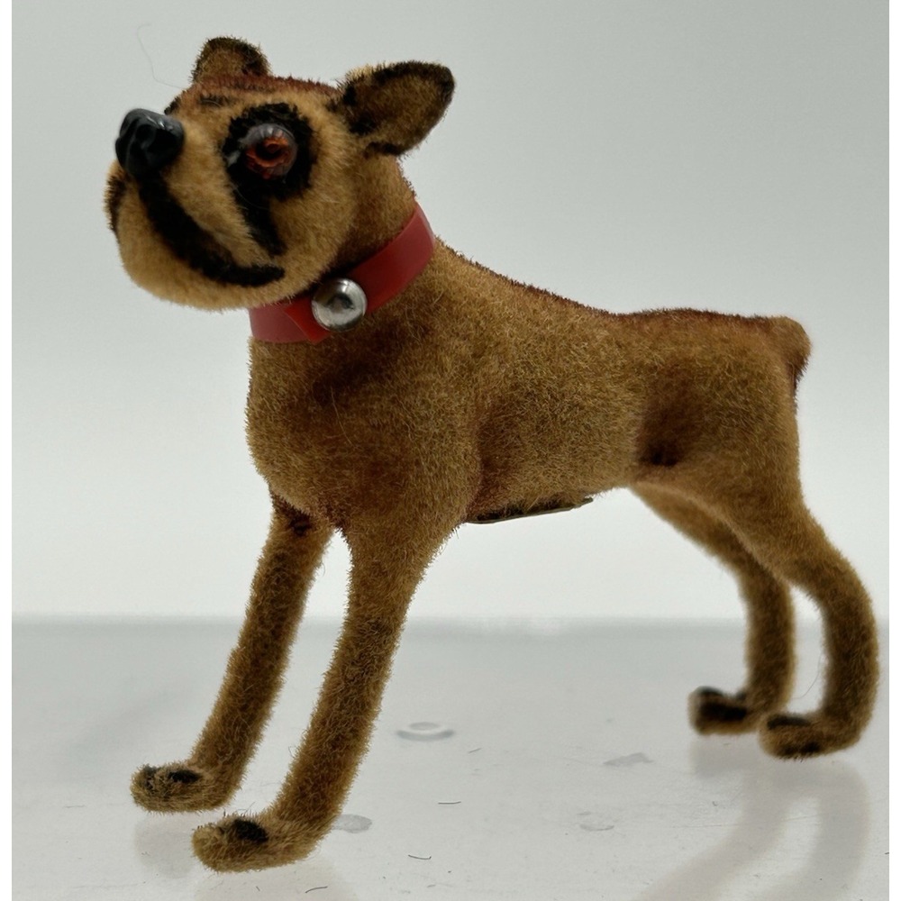 Brown Flocked Boxer Dog Figure 60s West Germany Original Monkey M6 TRUE VINTAGE